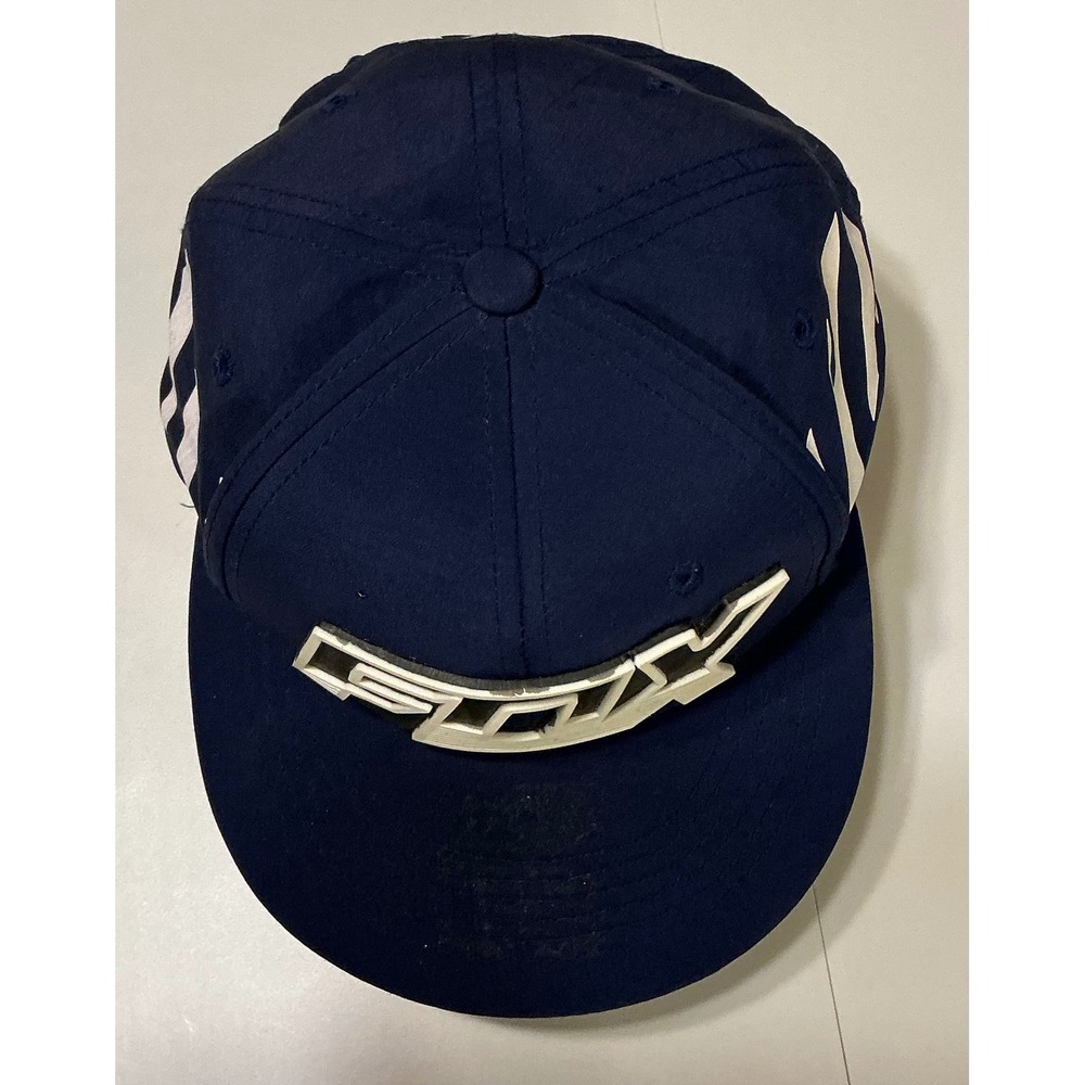 VTG Monster Energy Fox Racing Snapback Hat Navy Blue 3D Rubber Logo Cap - Picture 7 of 7